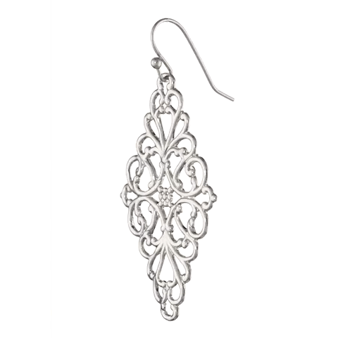 1928 Jewelry Filigree Diamond Drop Earrings