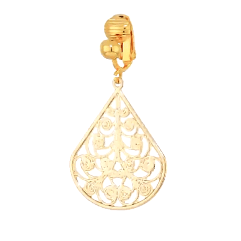 1928 Jewelry Filigree Teardrop Clip On Earrings