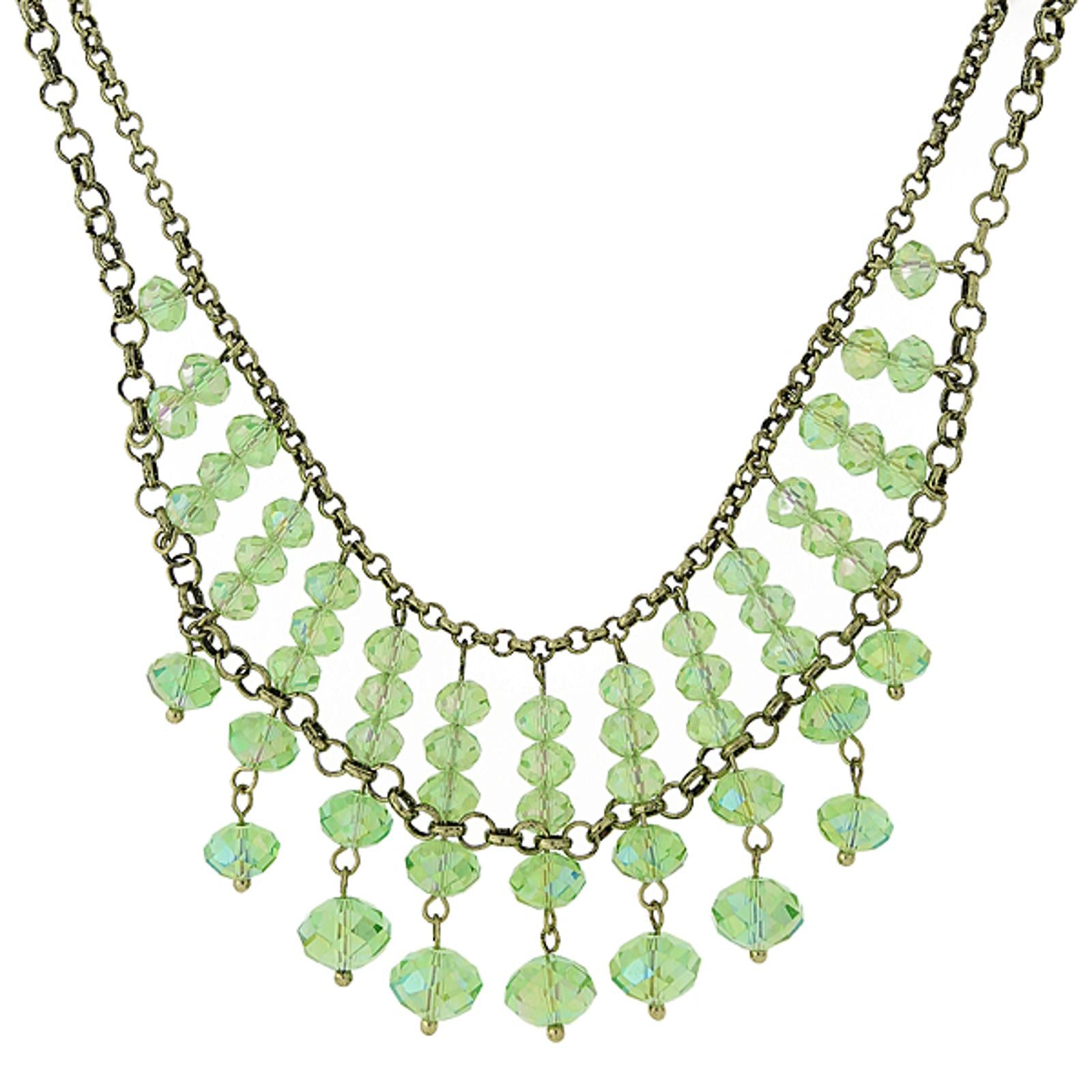 1928 Jewelry Multi Faceted Beaded Two Tier Chain Necklace 16" + 3" Extender