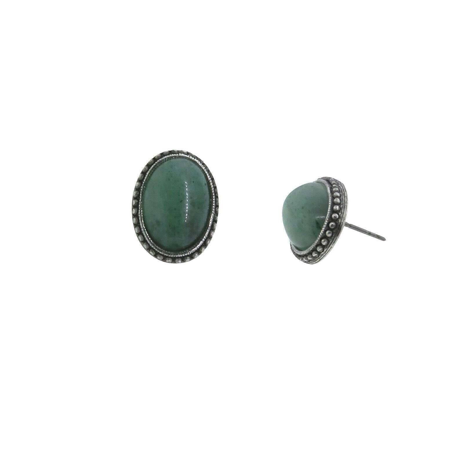T.R.U. Antiqued Genuine Green Aventurine Post Earrings