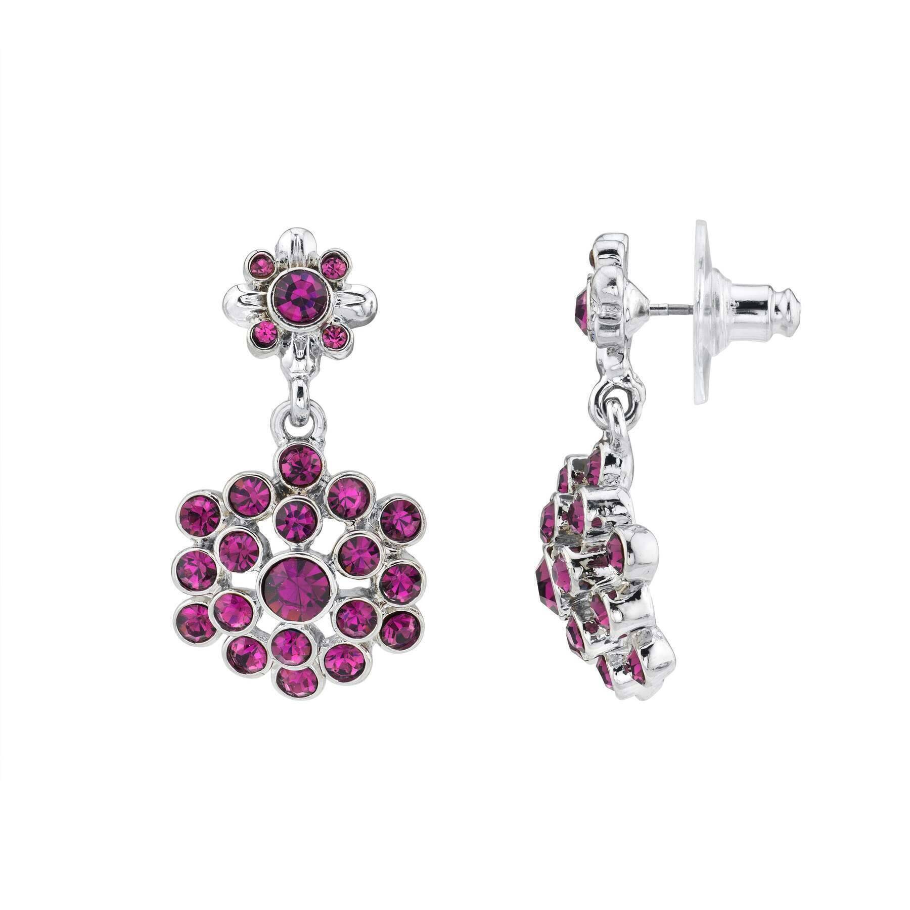 2028 Jewelry Floral Cluster Crystal Drop Post Earrings