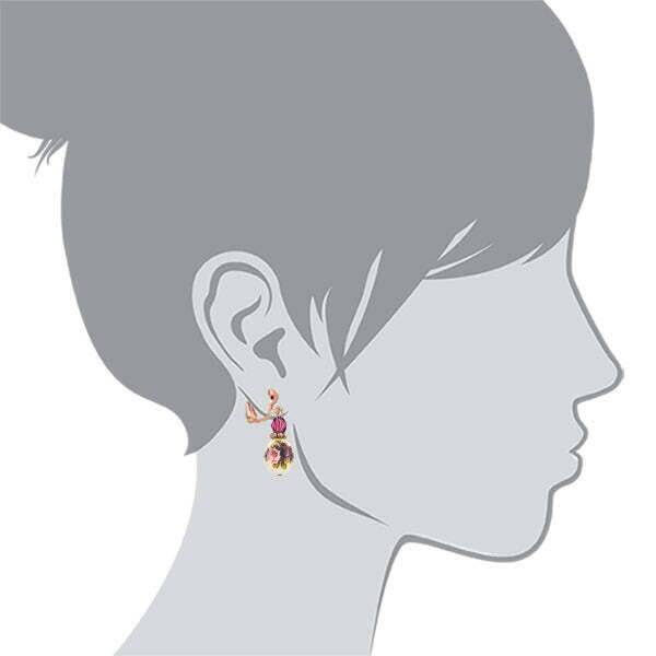 1928 Jewelry Manor House Rose Purple Crystal Bead Flower Drop Earrings