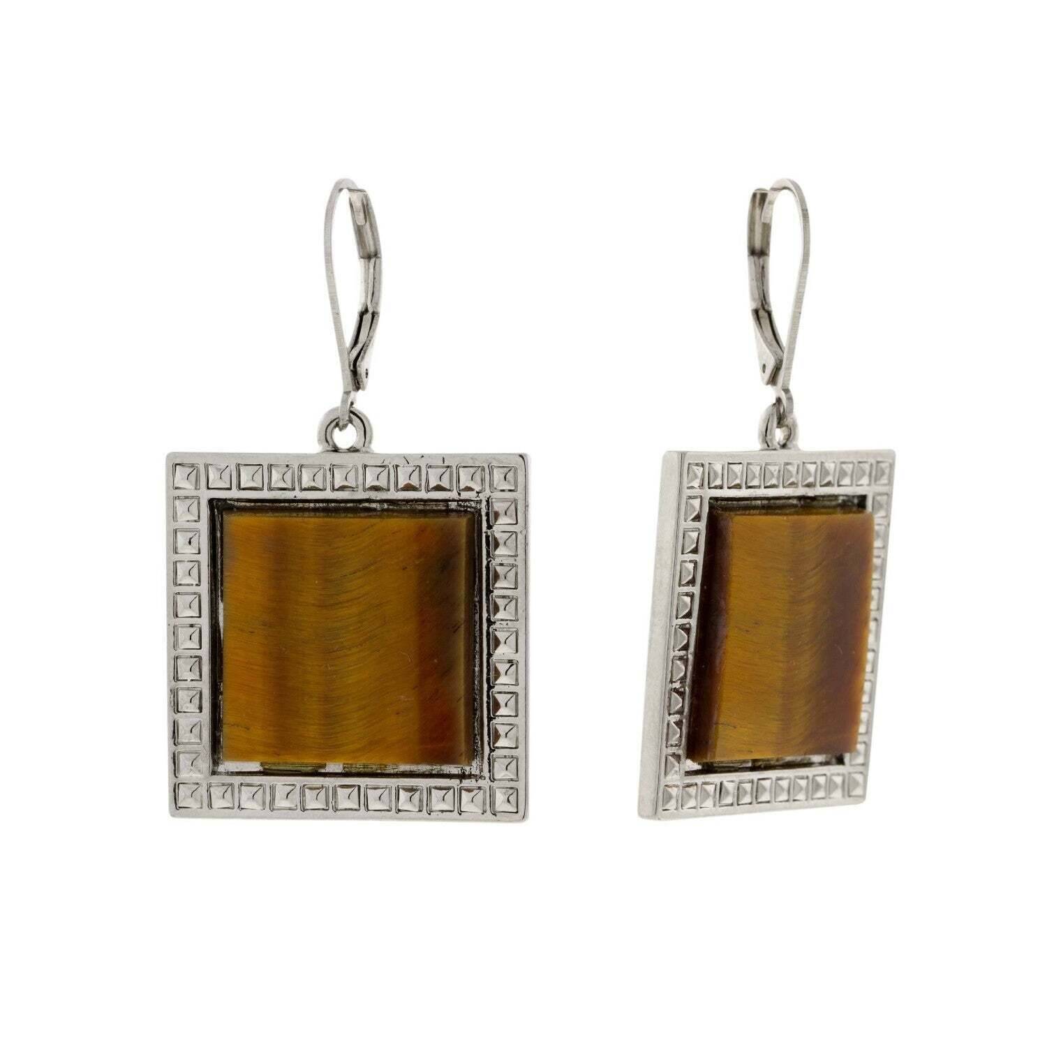 1928 Jewelry Serenity Square Gemstone Drop Earrings