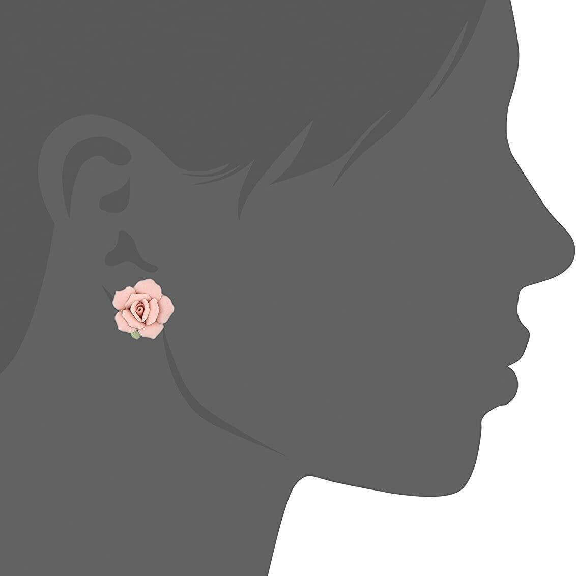 1928 Bridal Pink Porcelain Rose Post Earrings