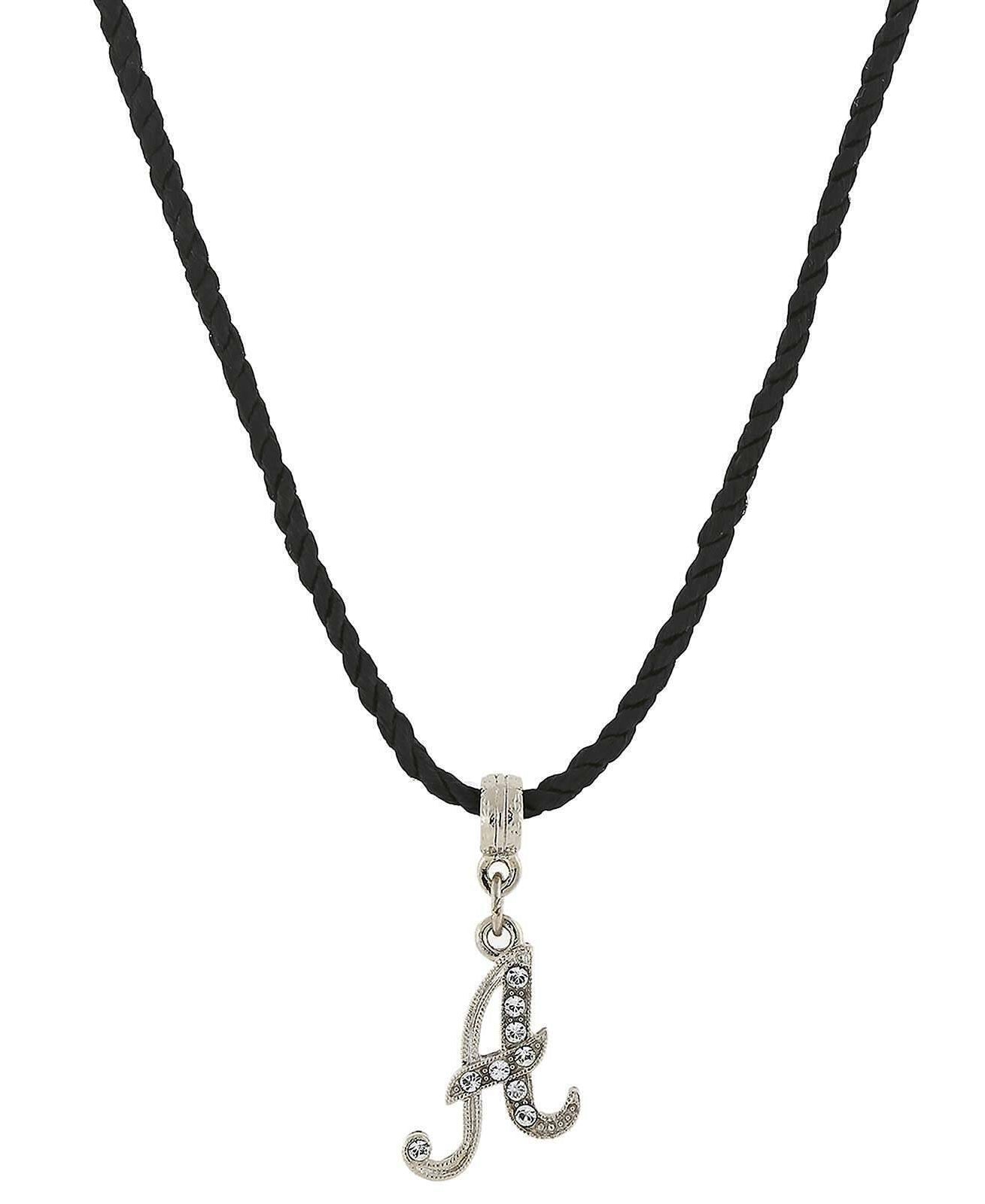 1928 Jewelry Crystal Initial Black Cord Necklace 14" + 3" Extender