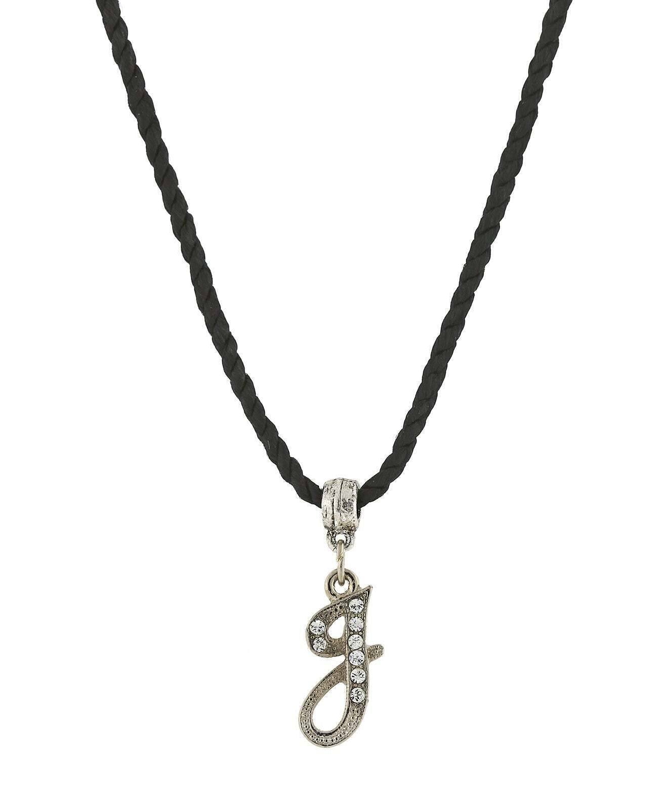 1928 Jewelry Crystal Initial Black Cord Necklace 14" + 3" Extender