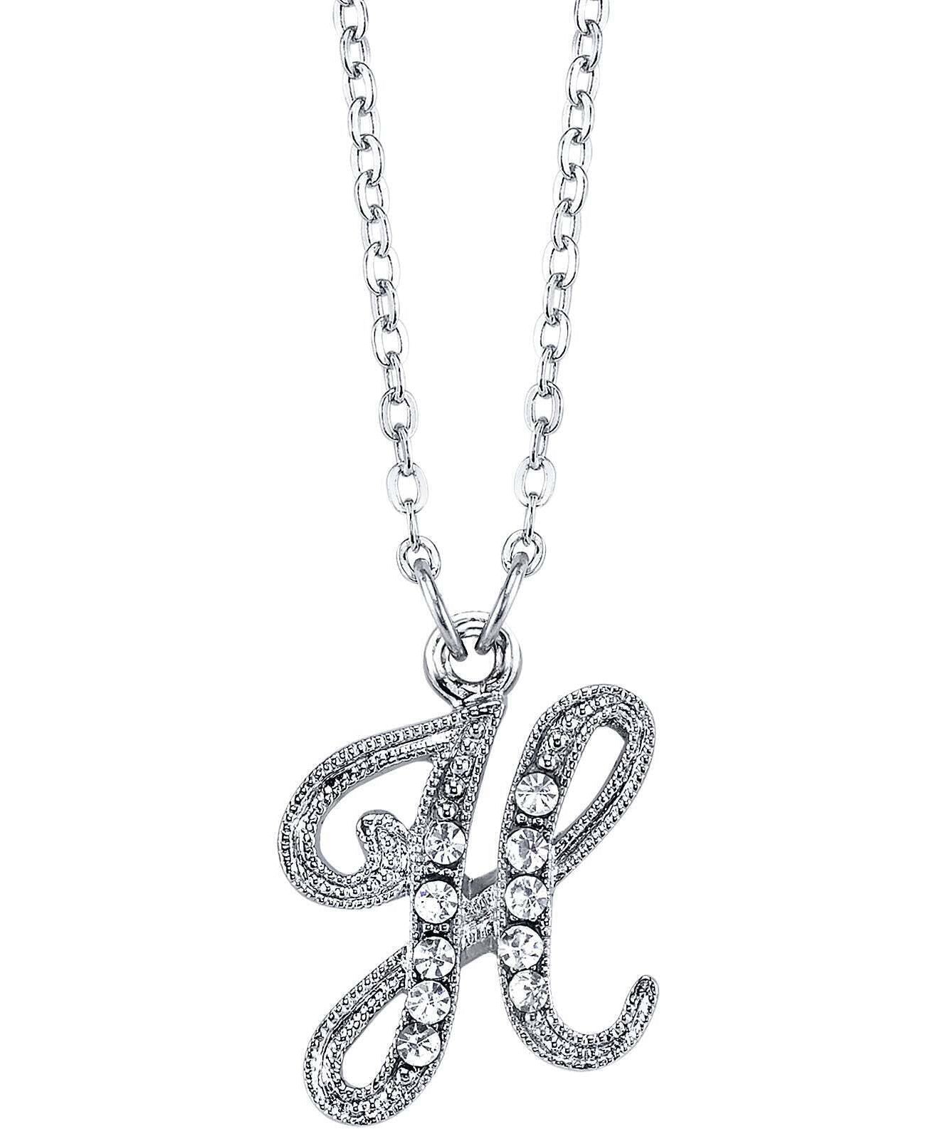 1928 Jewelry European Crystal Initial Necklace 16" + 3" Extender