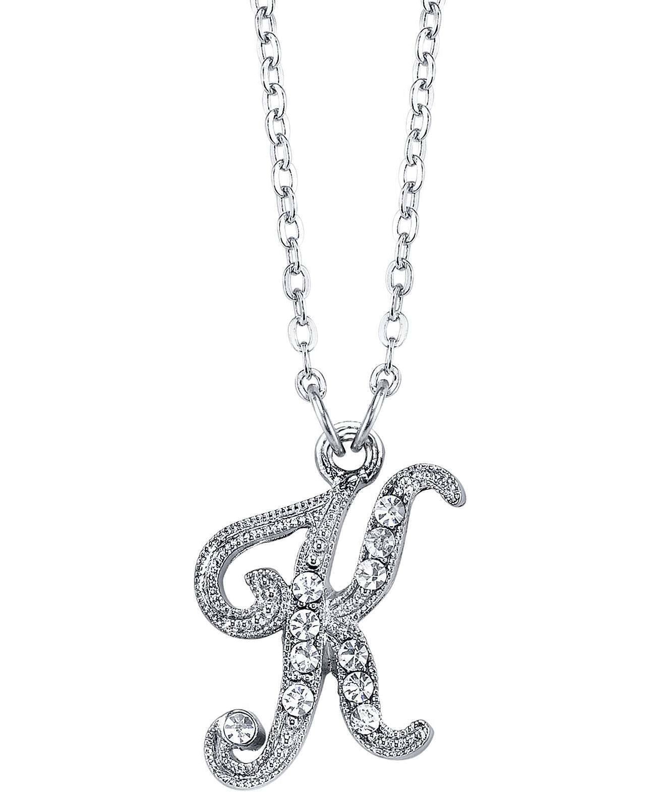 1928 Jewelry European Crystal Initial Necklace 16" + 3" Extender