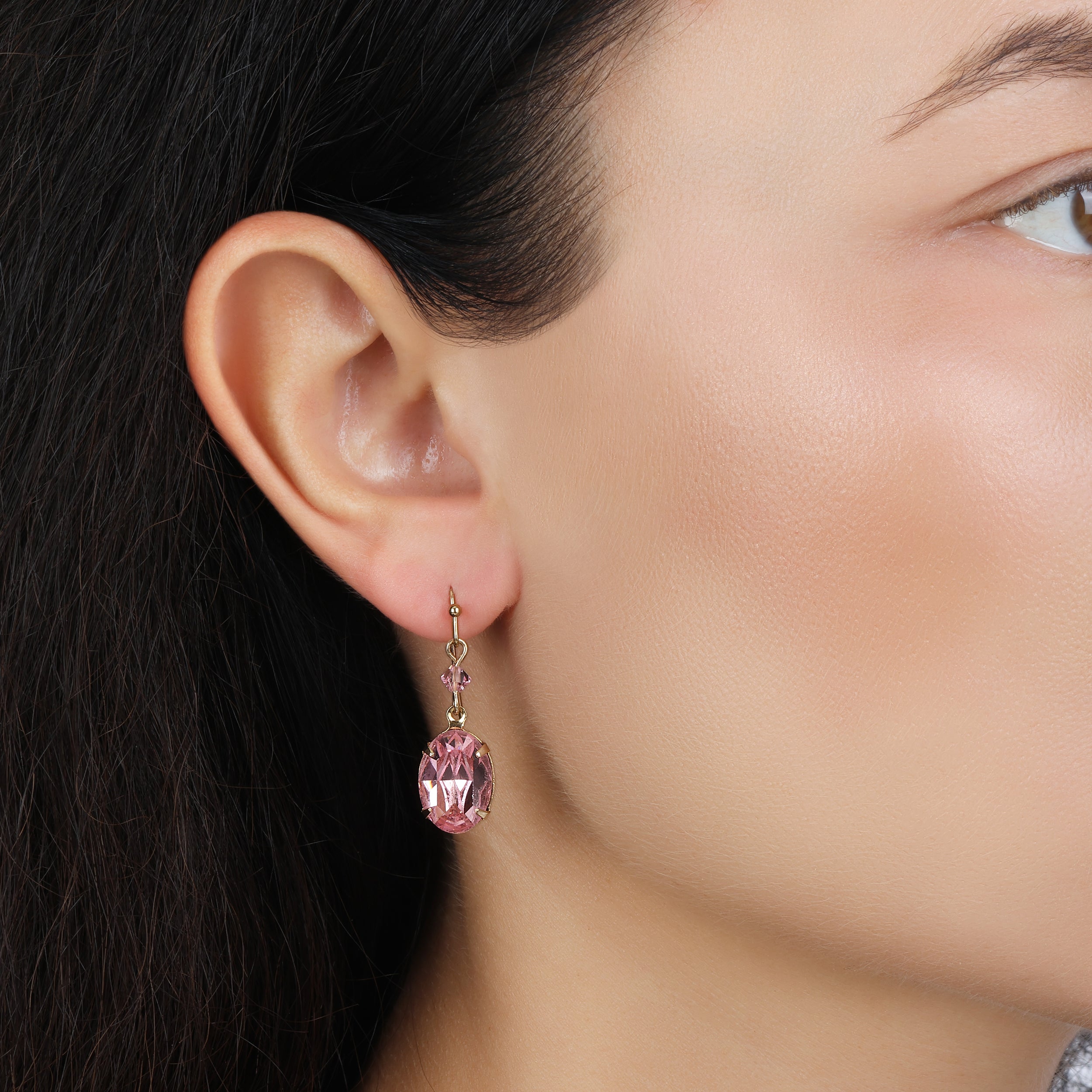1928 Jewelry Rose Pink Austrian Crystal Dangling Earrings