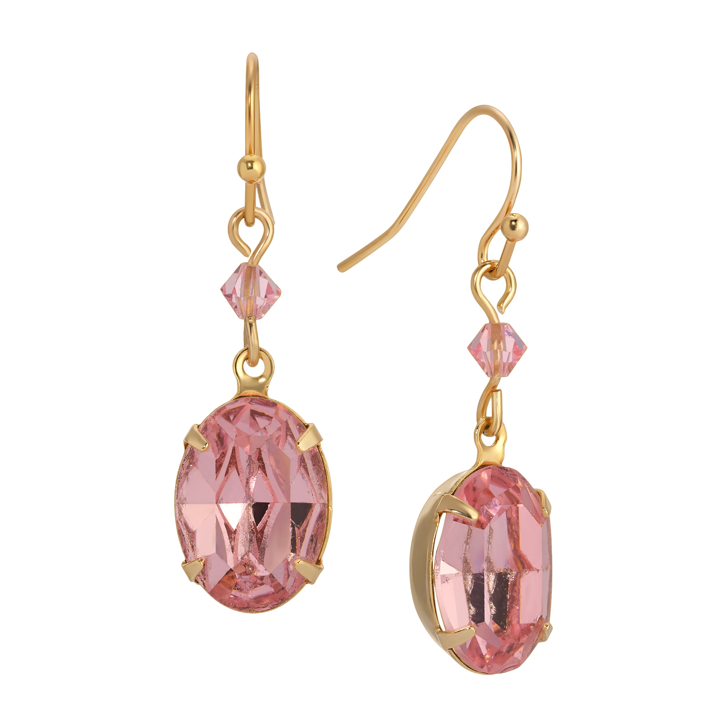 1928 Jewelry Rose Pink Austrian Crystal Dangling Earrings