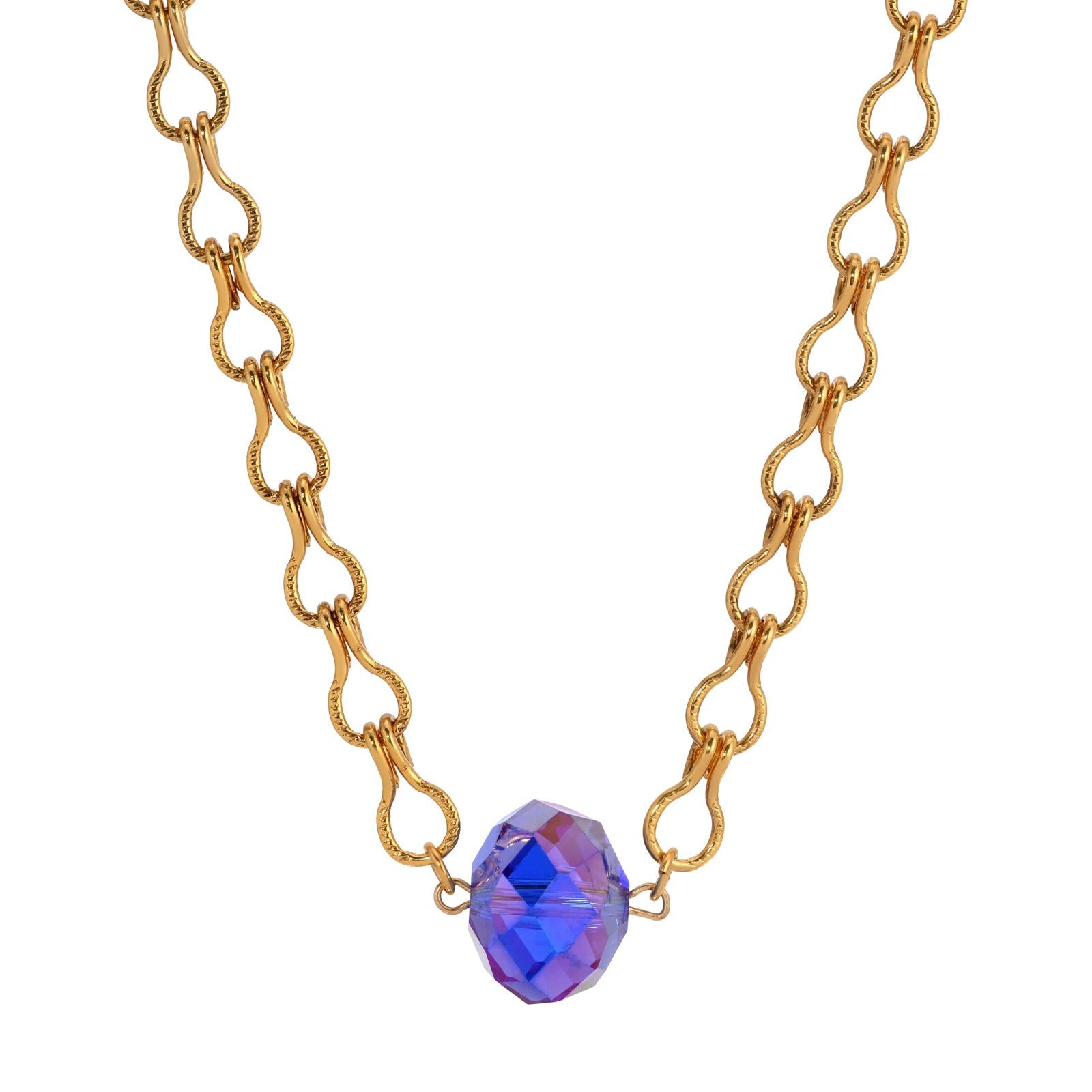 1928 Jewelry Light Sapphire Blue AB Crystal Ladder Chain Necklace 16"