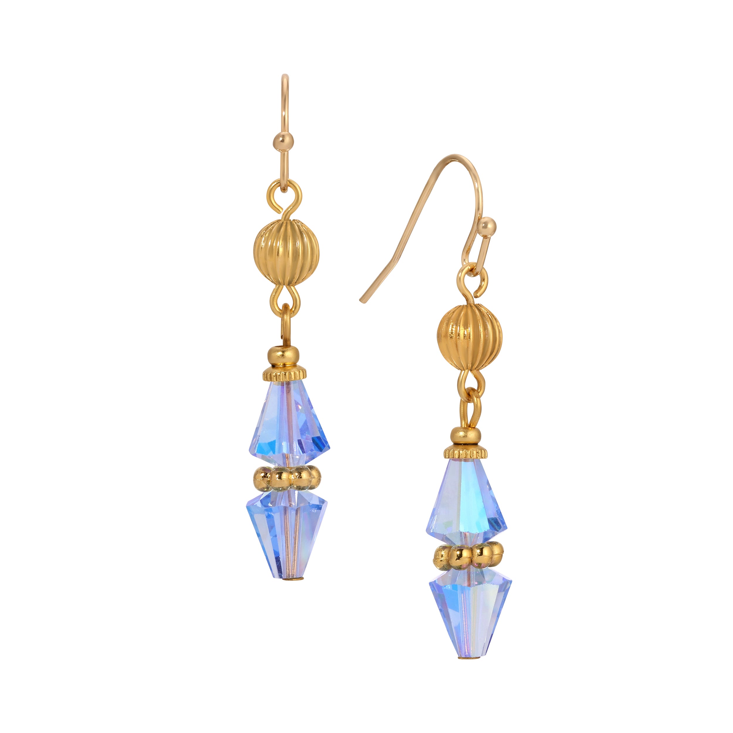 1928 Jewelry Glass Teardrop Crystal Beaded Dangling Earrings