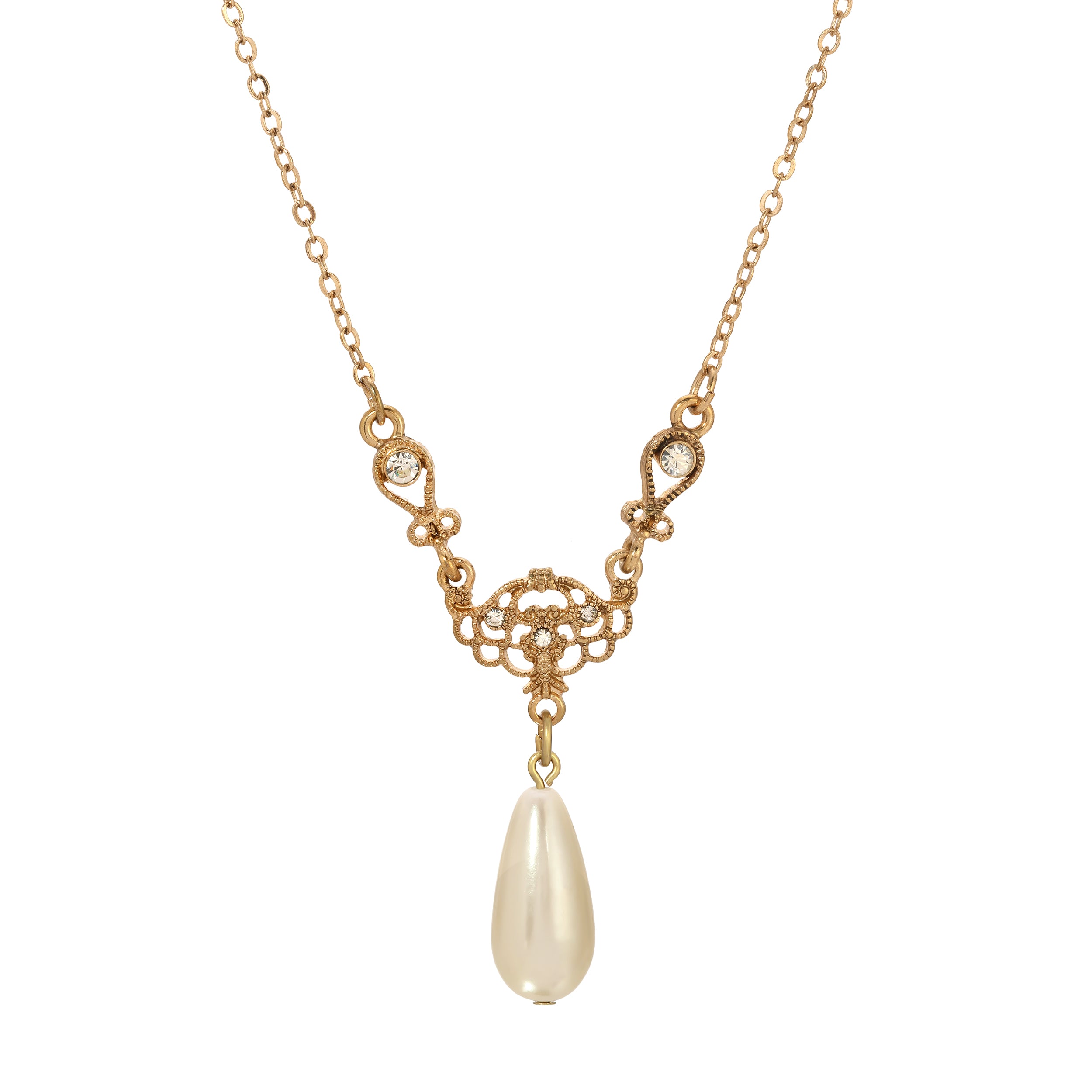 1928 Jewelry Majestueuse Faux Pearl Pendant Necklace 16" + 3" Extension