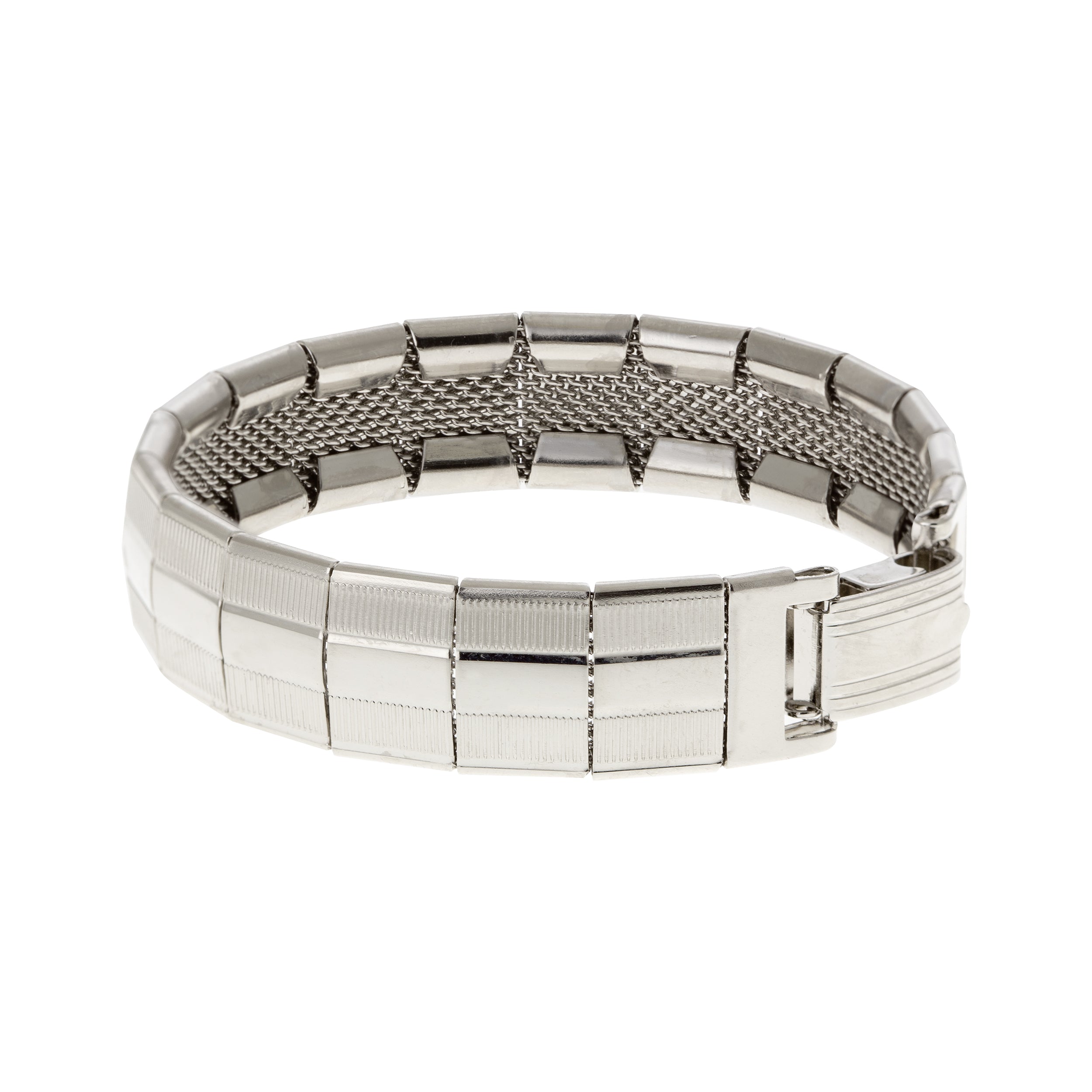 1928 Jewelry Silver Textured Lines Mesh Bracelet