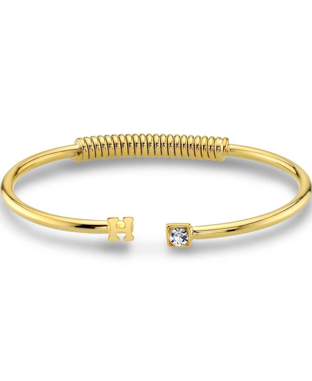 1928 Jewelry Crystal Accent With Initial Cuff Bracelet