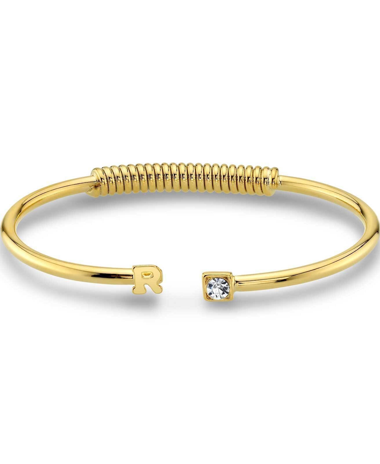 1928 Jewelry Crystal Accent With Initial Cuff Bracelet