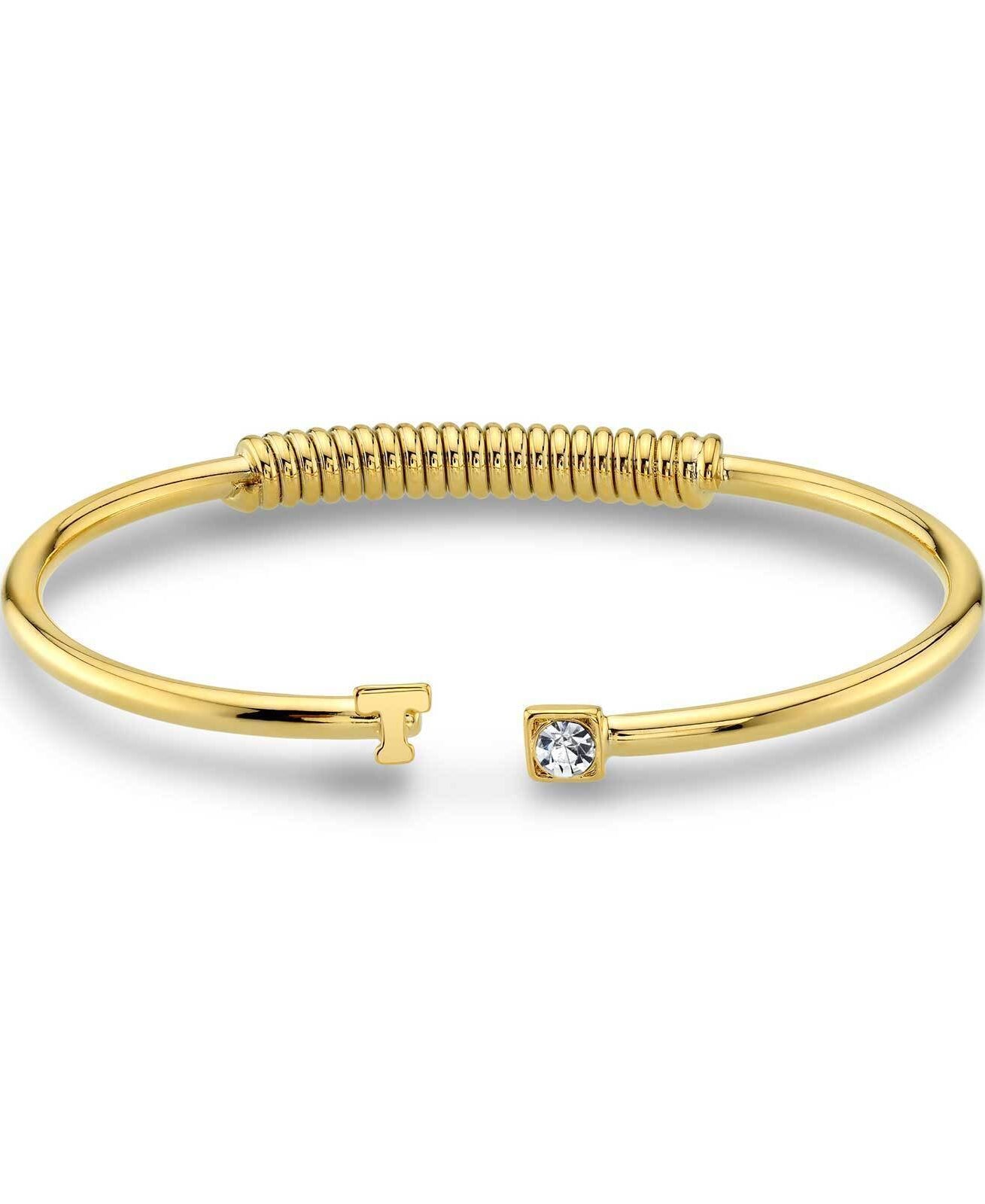 1928 Jewelry Crystal Accent With Initial Cuff Bracelet