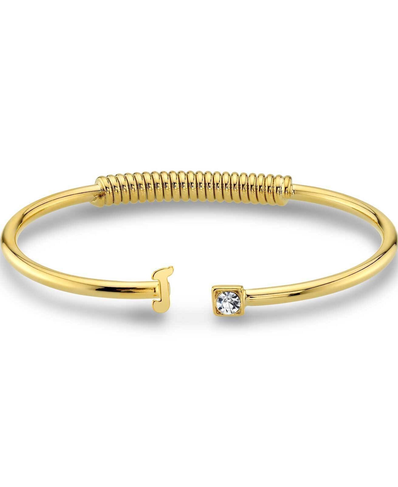 1928 Jewelry Crystal Accent With Initial Cuff Bracelet
