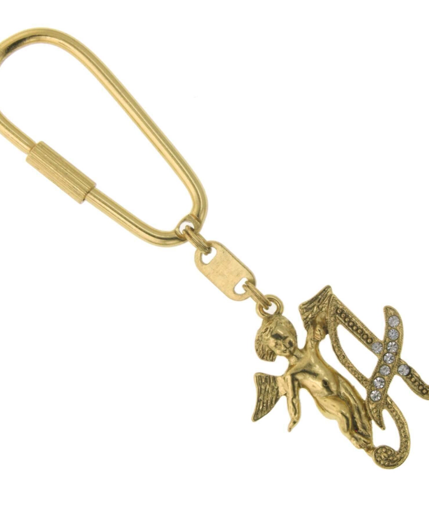 1928 Jewelry Crystal Accent Initial Angel Carabiner Key Chain