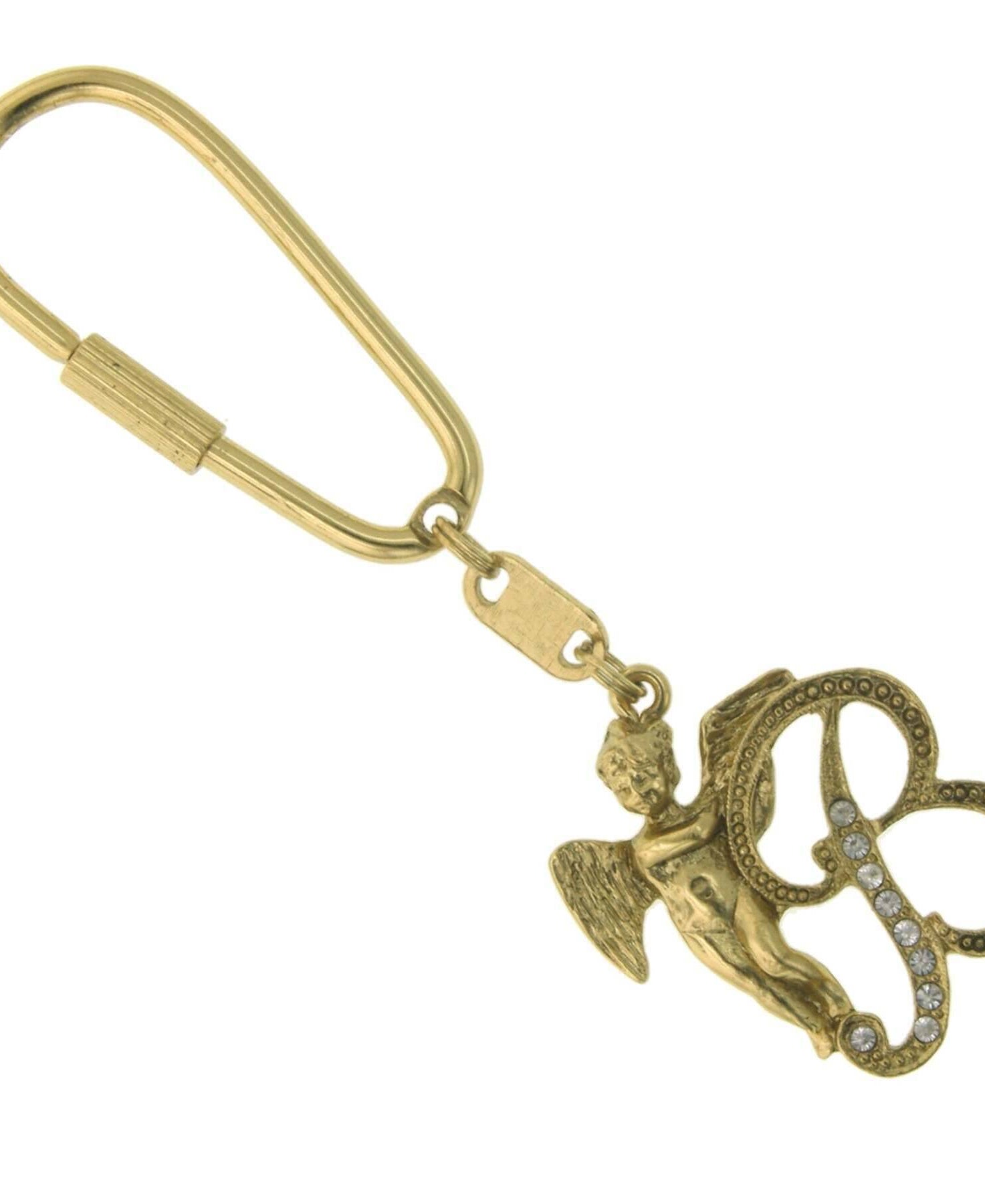 1928 Jewelry Crystal Accent Initial Angel Carabiner Key Chain