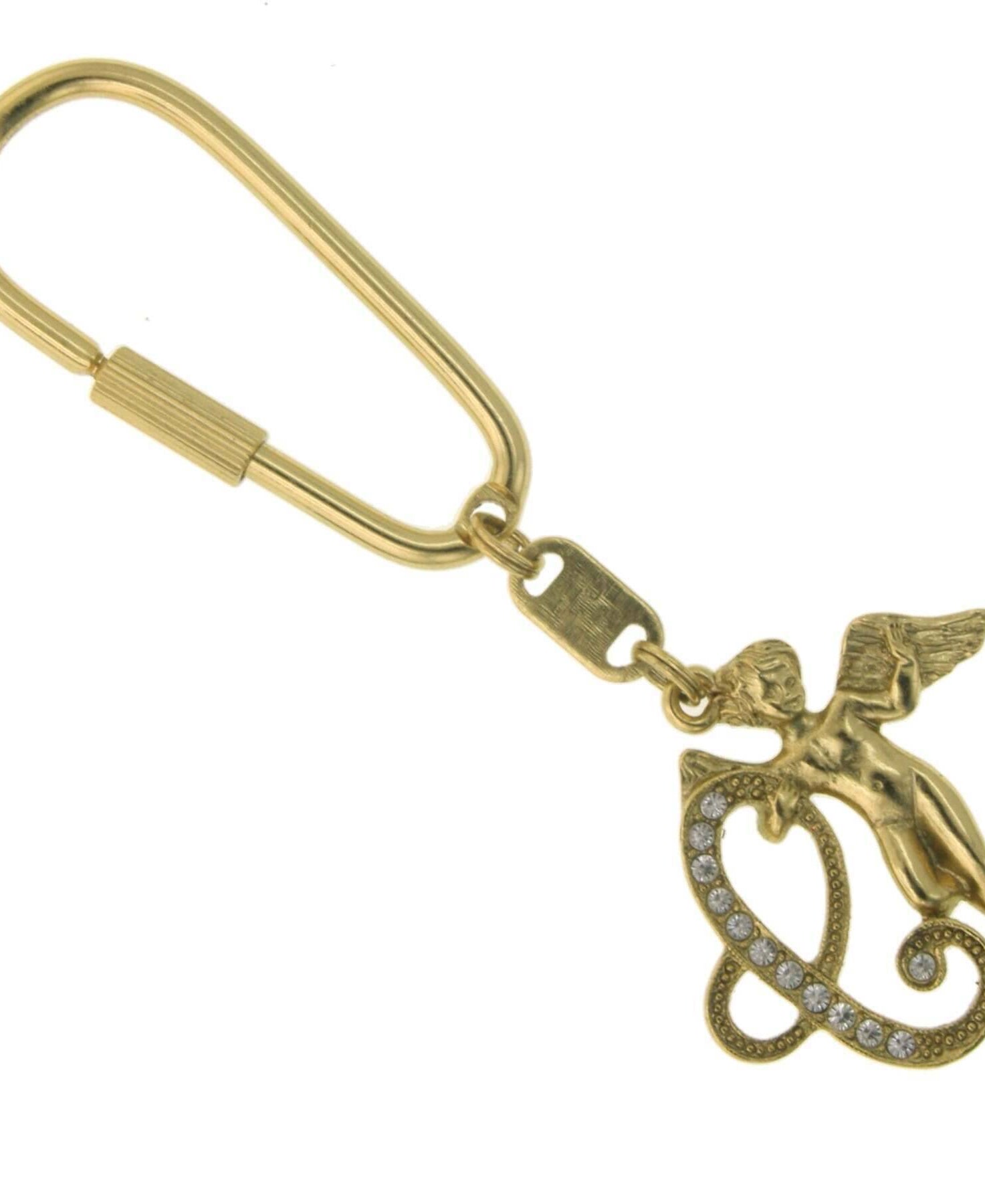 1928 Jewelry Crystal Accent Initial Angel Carabiner Key Chain