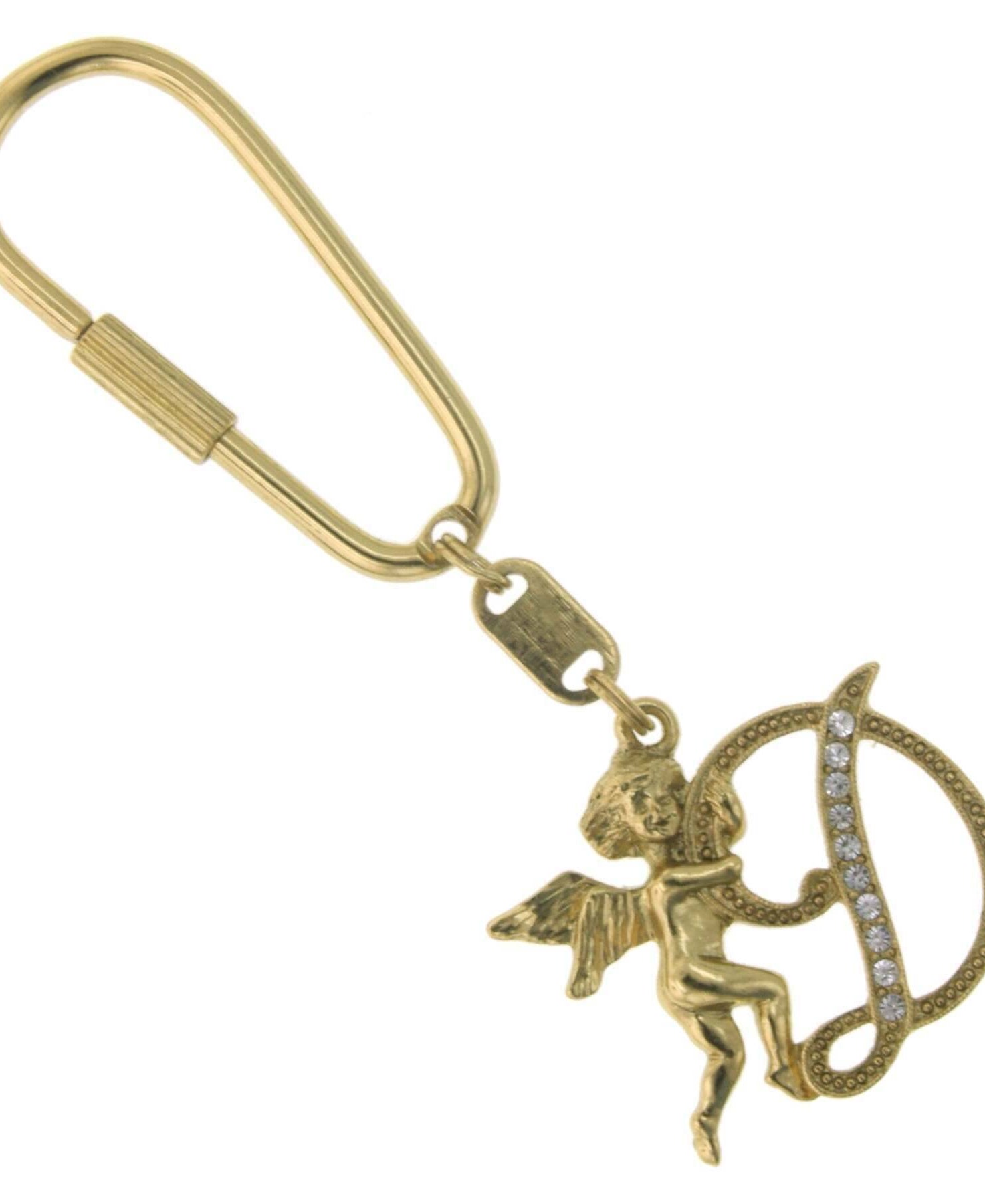 1928 Jewelry Crystal Accent Initial Angel Carabiner Key Chain