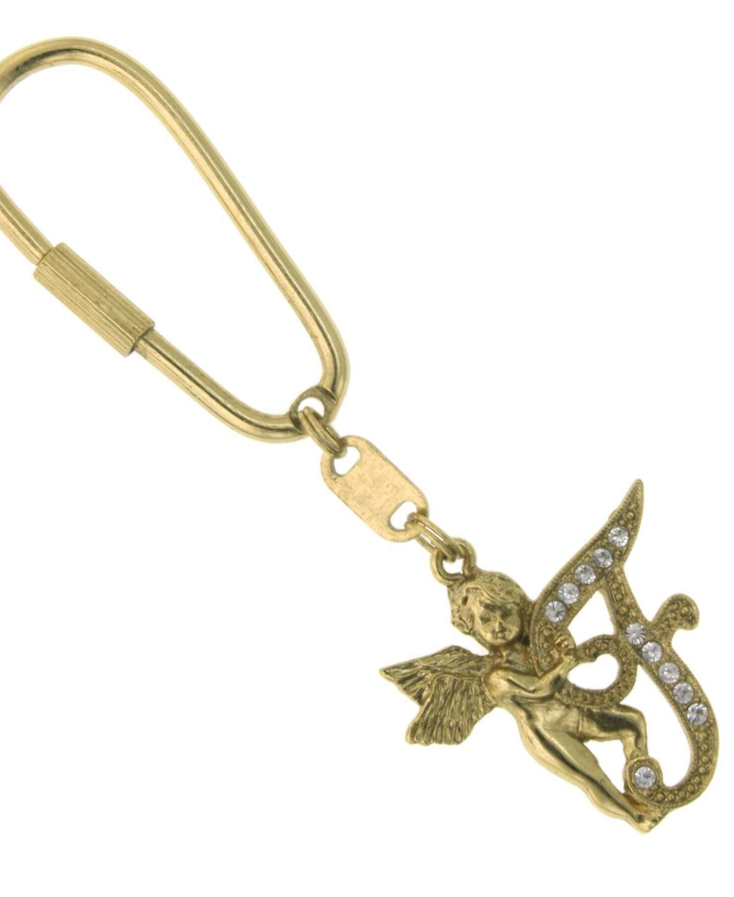 1928 Jewelry Crystal Accent Initial Angel Carabiner Key Chain