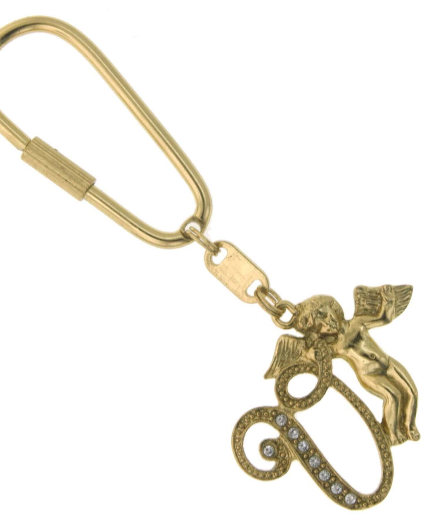 1928 Jewelry Crystal Accent Initial Angel Carabiner Key Chain