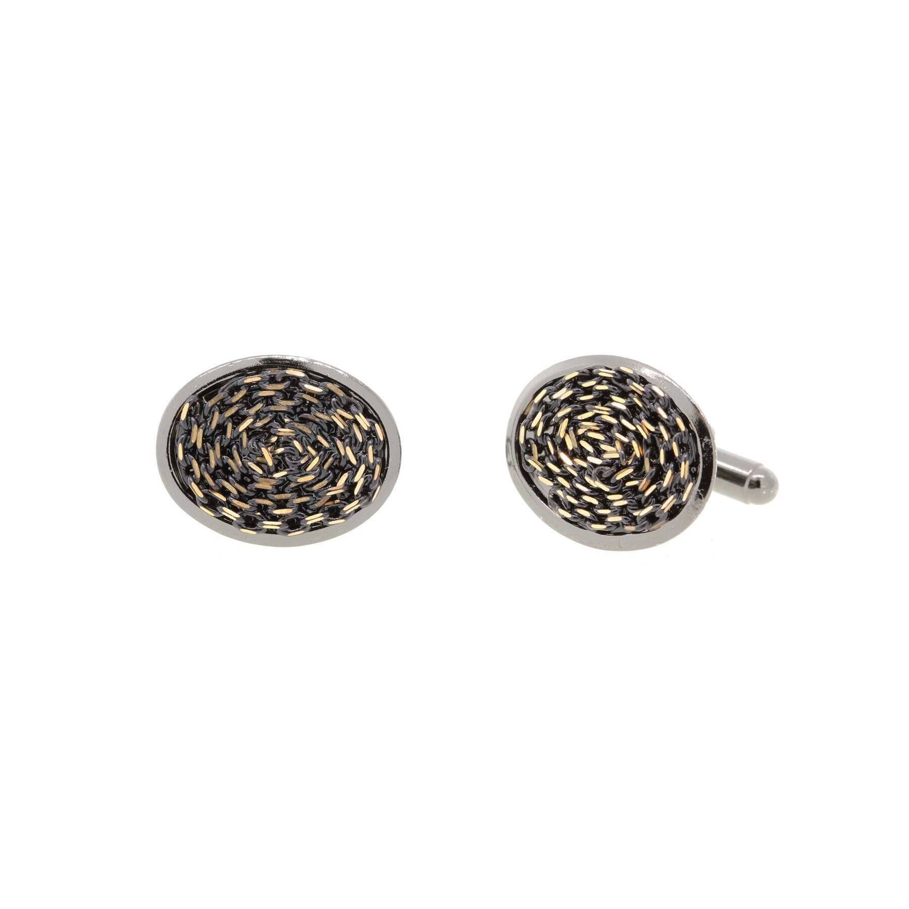 1928 Jewelry Eclipse Black And Gold Chain Cufflinks