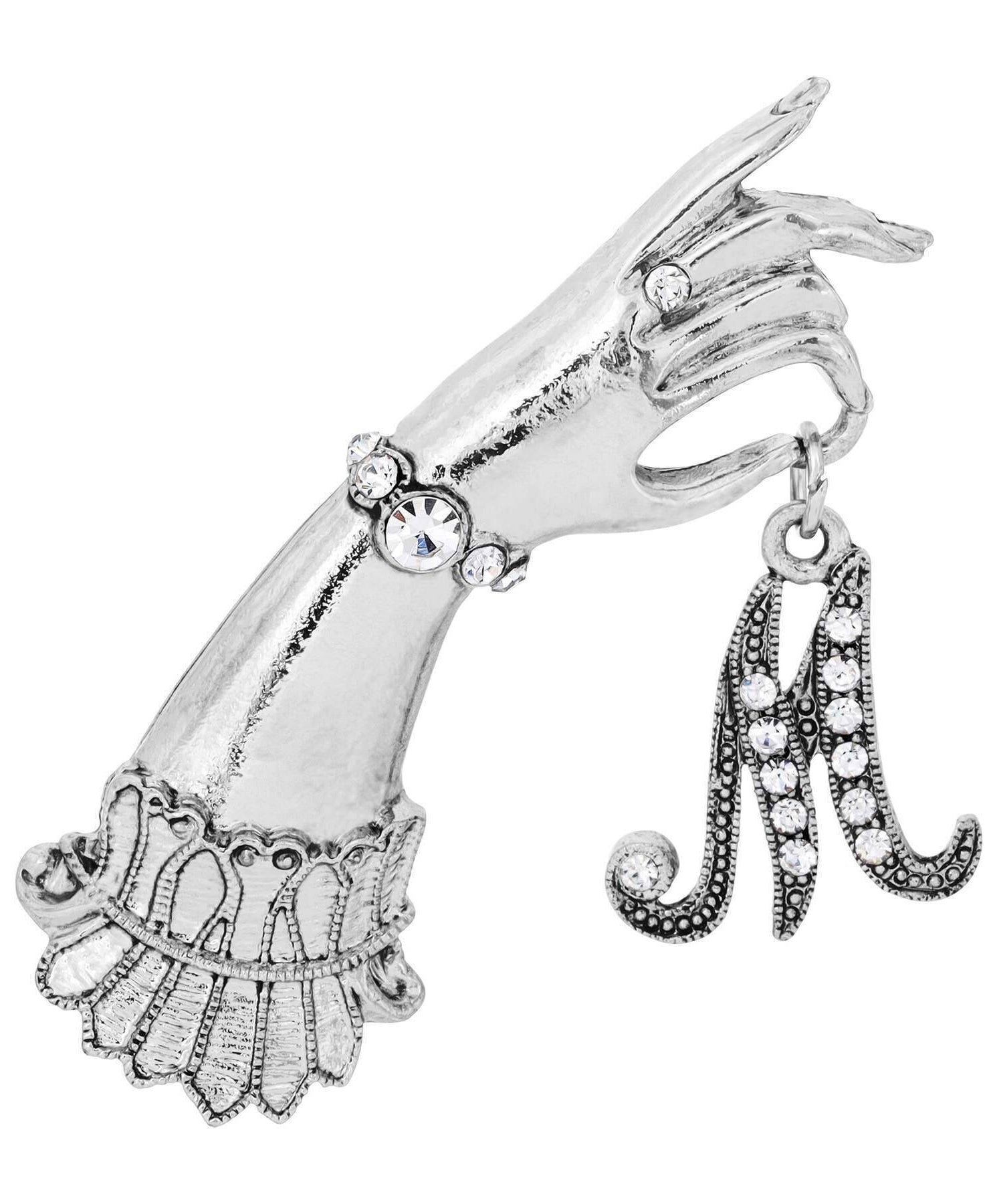 1928 Jewelry Belle Epoch Victorian Hand Model Crystal Initial Pin