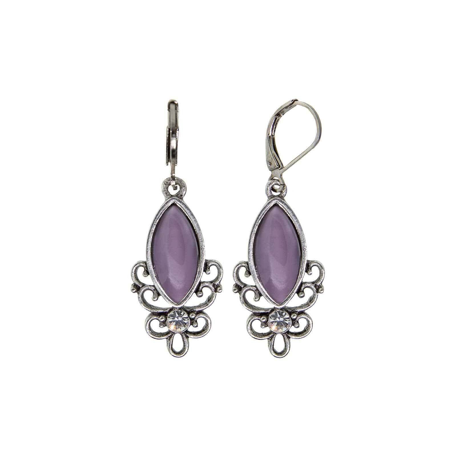 1928 Jewelry Pewter Filigree Drop Earrings