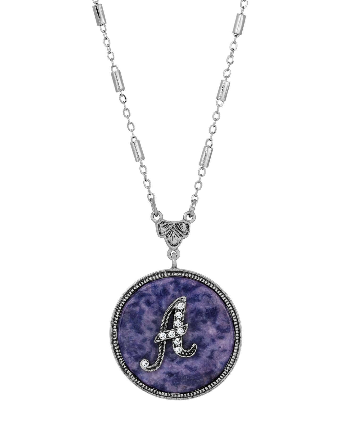 1928 Jewelry Blue Sodalite Gemstone Initial Necklace 18"L
