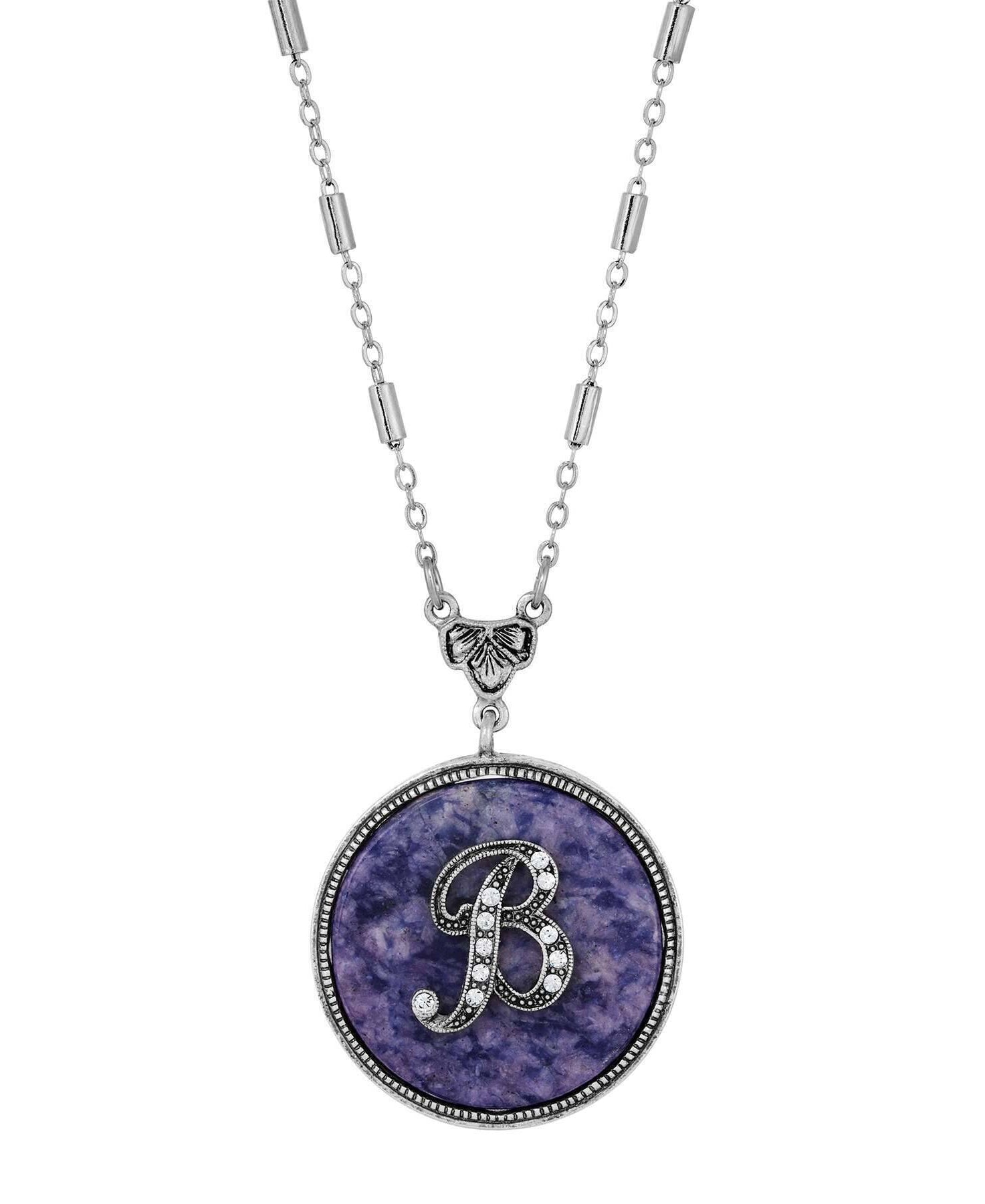 1928 Jewelry Blue Sodalite Gemstone Initial Necklace 18"L