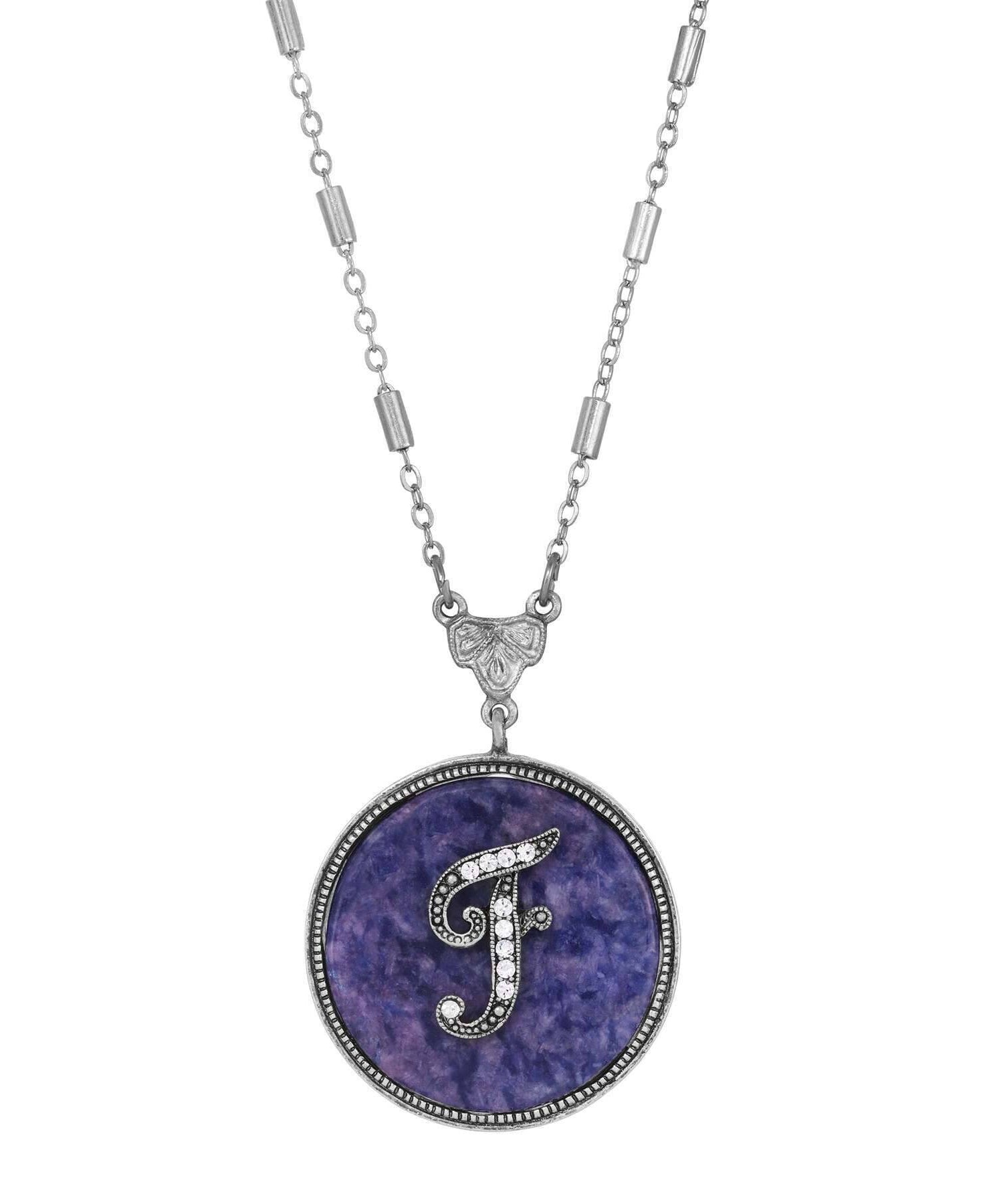 1928 Jewelry Blue Sodalite Gemstone Initial Necklace 18"L