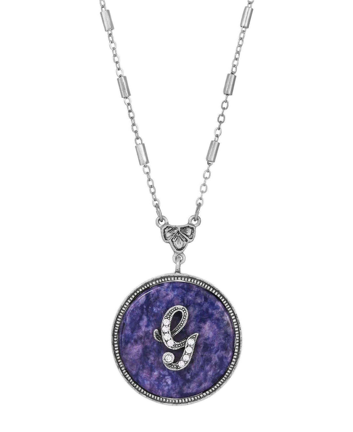 1928 Jewelry Blue Sodalite Gemstone Initial Necklace 18"L