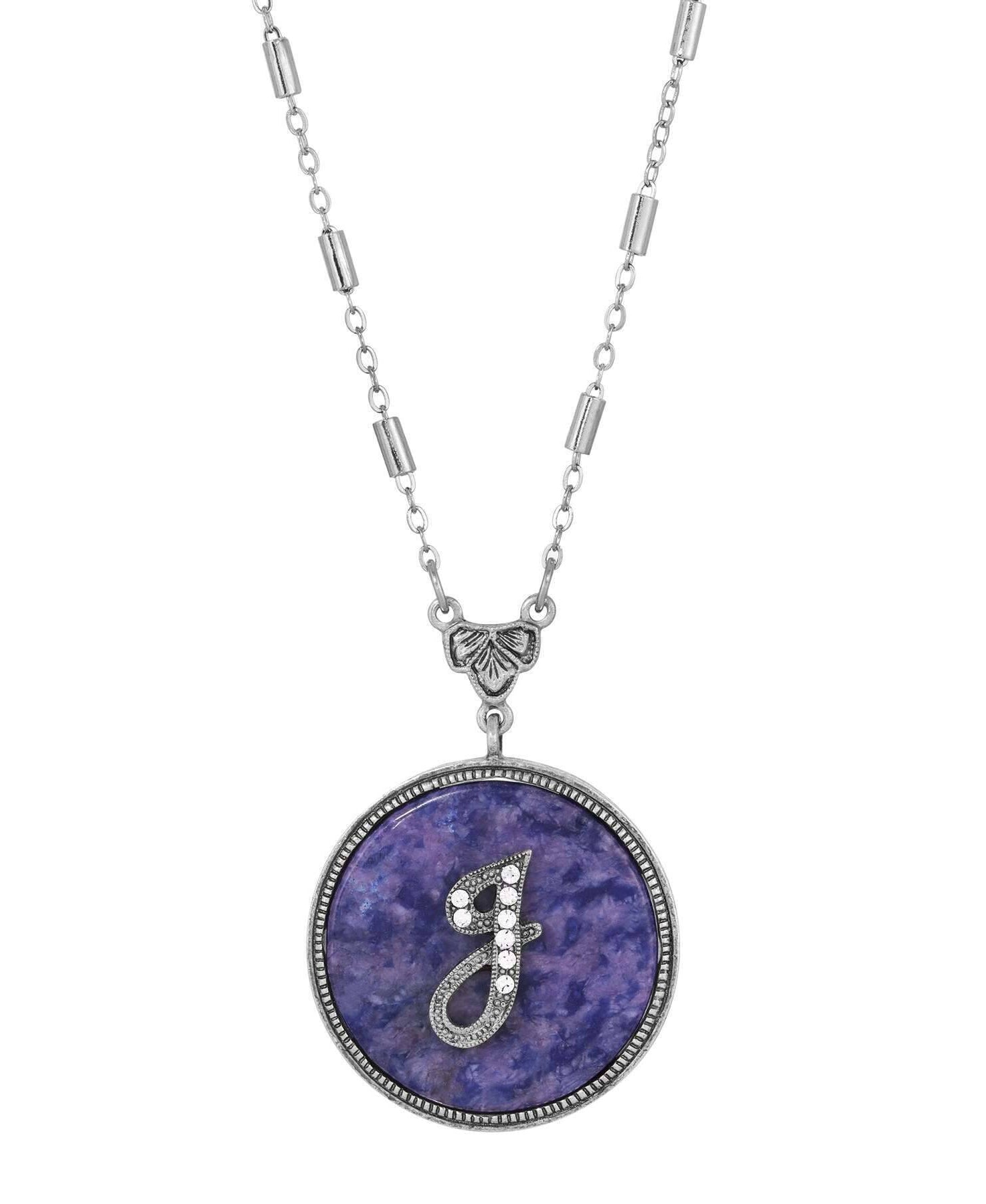 1928 Jewelry Blue Sodalite Gemstone Initial Necklace 18"L