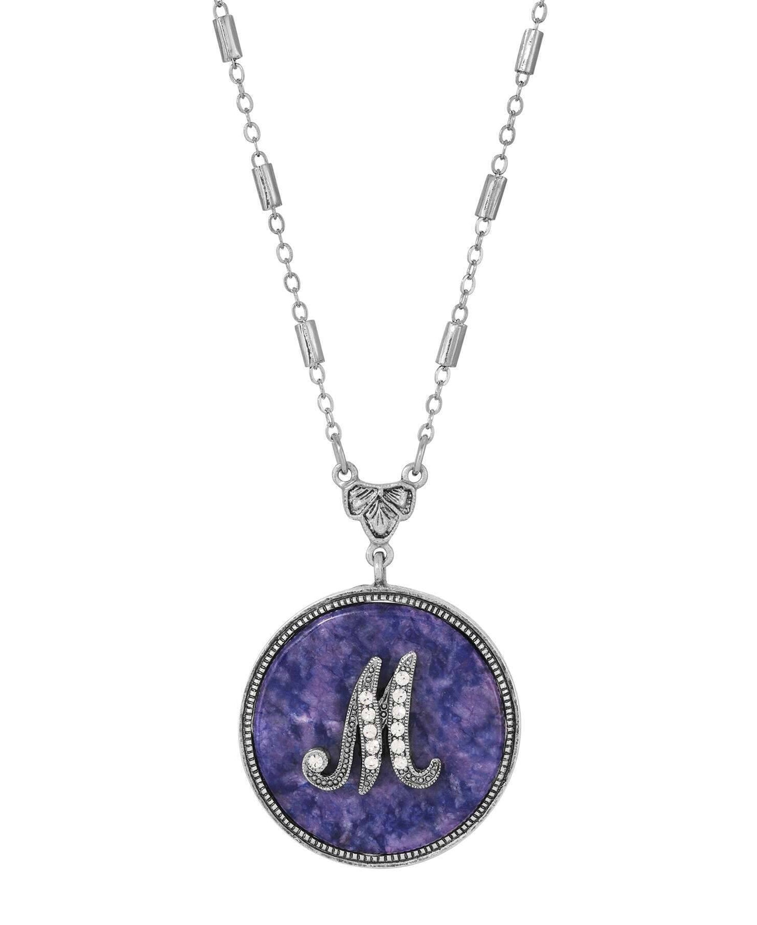 1928 Jewelry Blue Sodalite Gemstone Initial Necklace 18"L