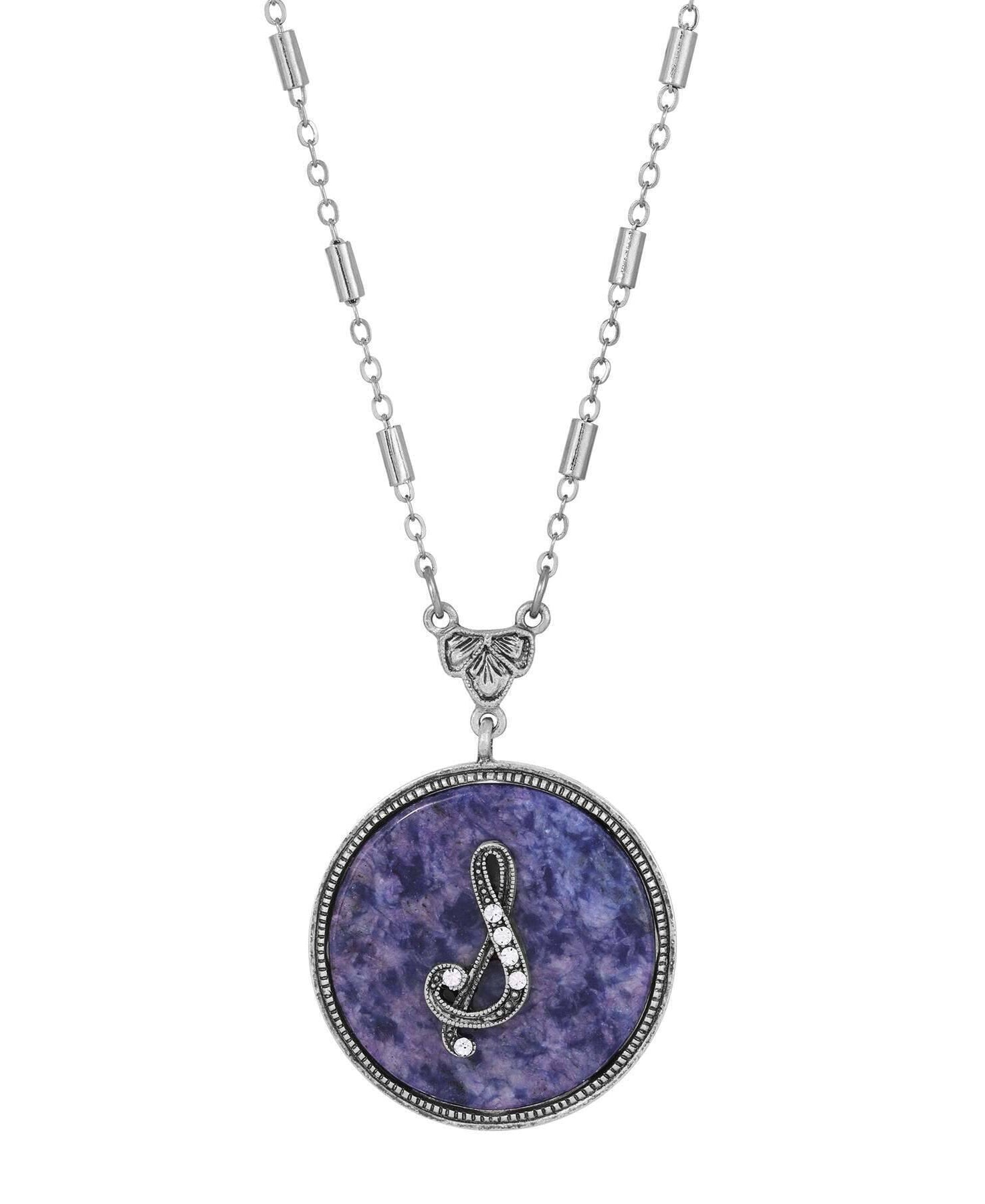 1928 Jewelry Blue Sodalite Gemstone Initial Necklace 18"L