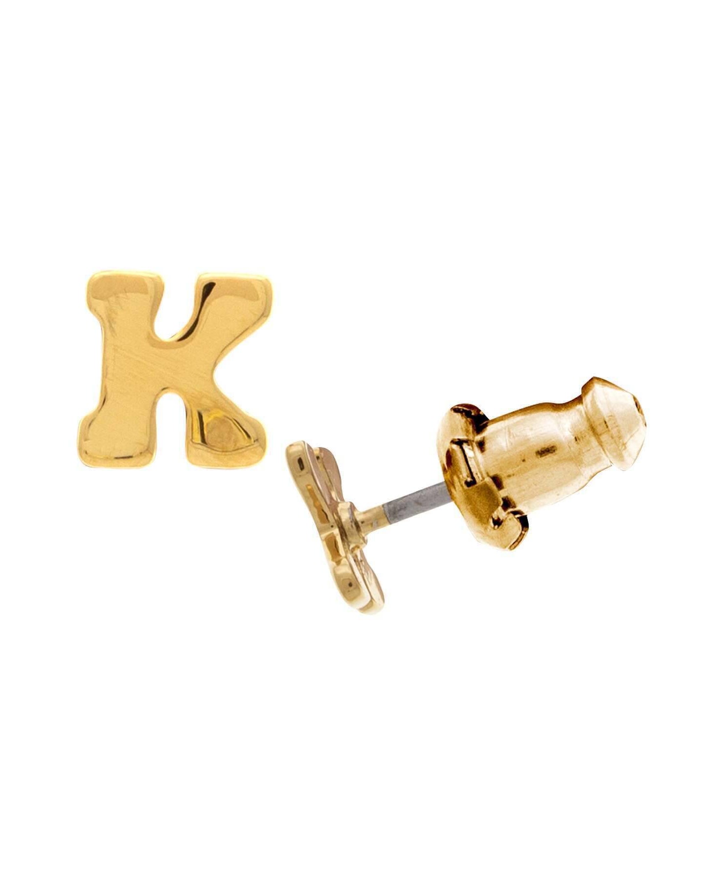 1928 Jewelry Gold Initial Button Earrings